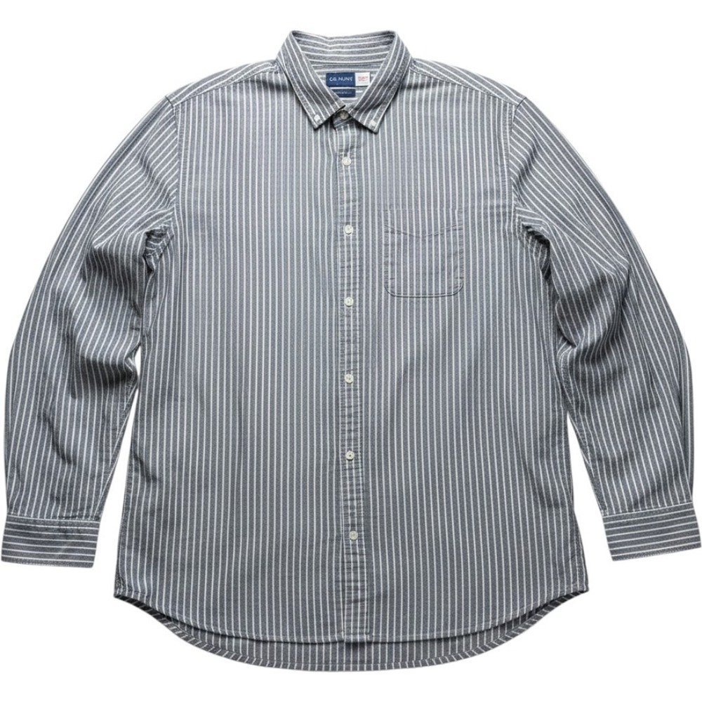 Old Navy Shirt Mens 2XLT Gray Stripe Long Sleeve Everyday Button-Up Casual